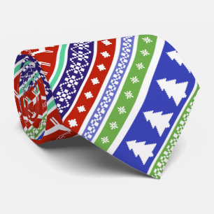 Christmas Reindeer, Trees and Snowflakes Tie