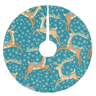 Christmas Reindeer: Vintage Seamless Pattern. Brushed Polyester Tree Skirt