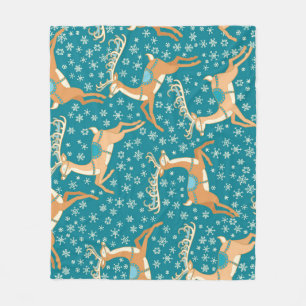 Christmas Reindeer: Vintage Seamless Pattern. Fleece Blanket