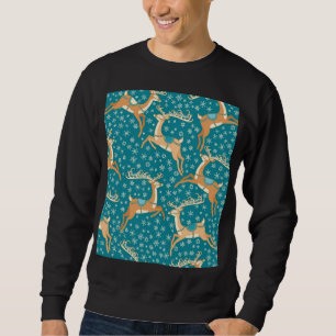 Christmas Reindeer: Vintage Seamless Pattern. Sweatshirt
