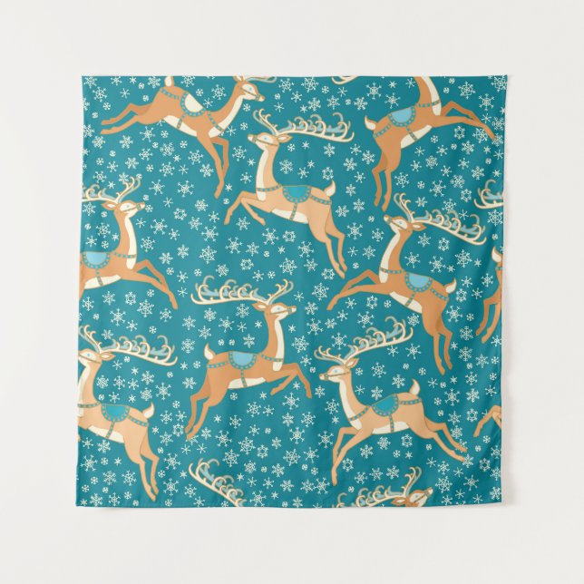 Christmas Reindeer: Vintage Seamless Pattern. Tapestry (Front)