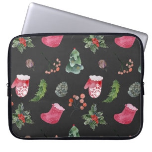 Christmas Reindeer: Watercolor Seamless Pattern Laptop Sleeve