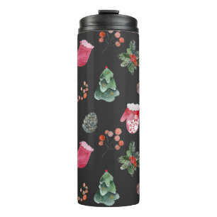 Christmas Reindeer: Watercolor Seamless Pattern Thermal Tumbler