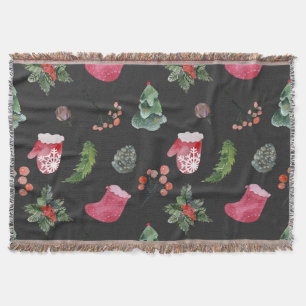 Christmas Reindeer: Watercolor Seamless Pattern Throw Blanket