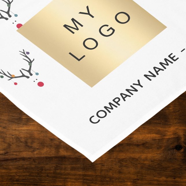 Christmas reindeer white red business logo short table runner (Creator Uploaded)