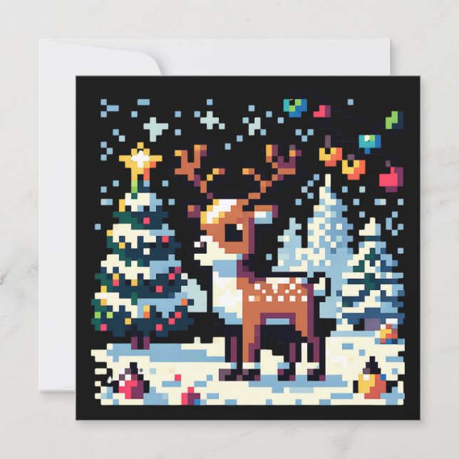 Christmas Reindeer Winter Wonderland Pixel Art (Front)