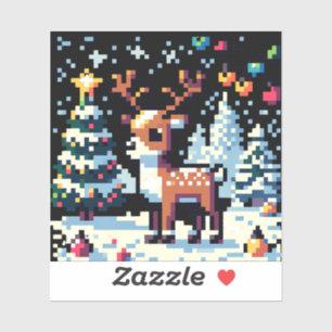 Christmas Reindeer Winter Wonderland Pixel Art