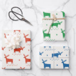 Christmas reindeer. Winter woodland animal pattern Wrapping Paper Sheet<br><div class="desc">Christmas woodland reindeer pattern Wrapping Paper Sheets in red green blue colours for winter holiday gift.</div>