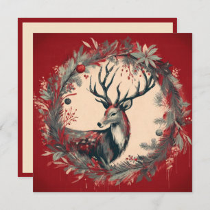 Christmas Reindeer with Holiday Wreath