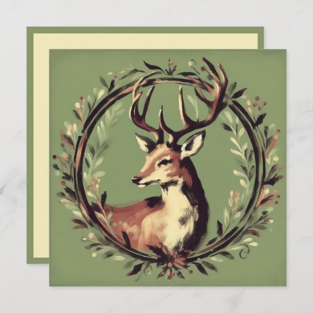 Christmas Reindeer with Holiday Wreath (Front/Back)