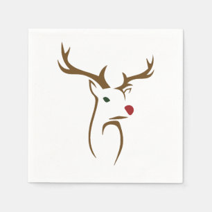 Christmas Reindeer with red nose Napkin