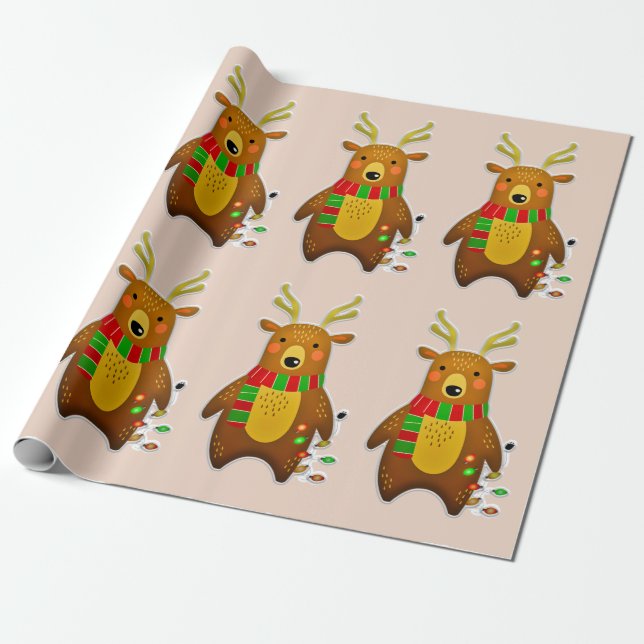 christmas reindeer wrapping paper (Unrolled)