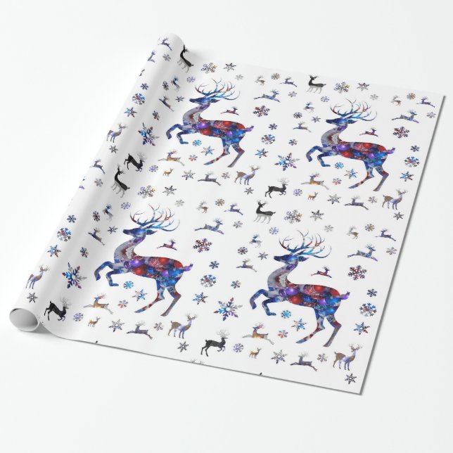 Christmas Reindeer Wrapping Paper (Unrolled)