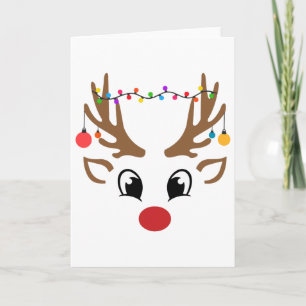 Christmas Reindeer Xmas Light Family Matching Men Card