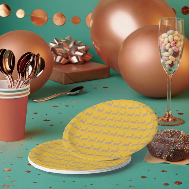 Christmas Reindeer Yellow Mustard Table Set – Tabl Paper Plate (Multi)