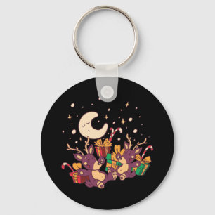 Christmas Reindeers Cartoon Design Key Ring