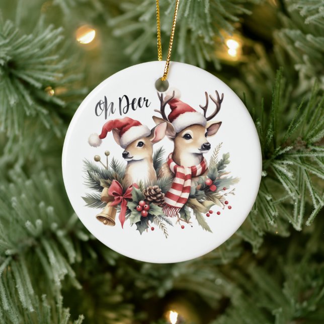 Christmas reindeers ceramic ornament (Tree)