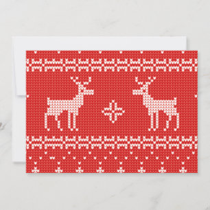 Christmas Reindeers Jumper Knit Pattern Holiday Card