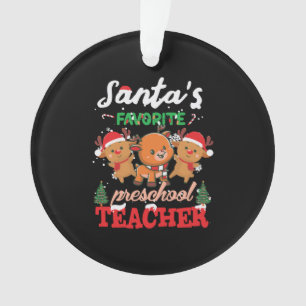 Christmas Reindeers Santa Preschool Teacher Ornament