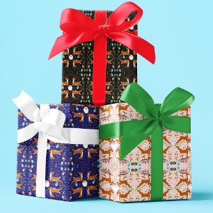 Christmas Reindeers Seamless Pattern Wrapping Paper Sheet