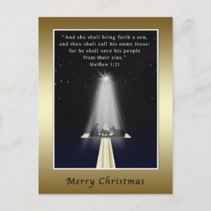 Christmas, Religious, Nativity and Cross Holiday Postcard