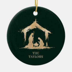 Christmas Religious Nativity Scene Family Photo Ceramic Ornament