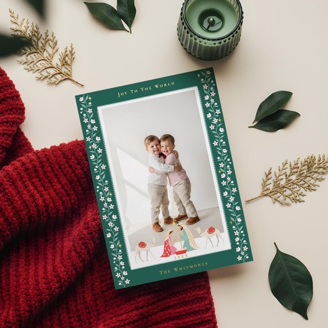 Christmas Religious Nativity Scene Family Photo Foil Holiday Card (Christmas Religious Nativity Scene Family Photo Fo Foil Holiday Card)