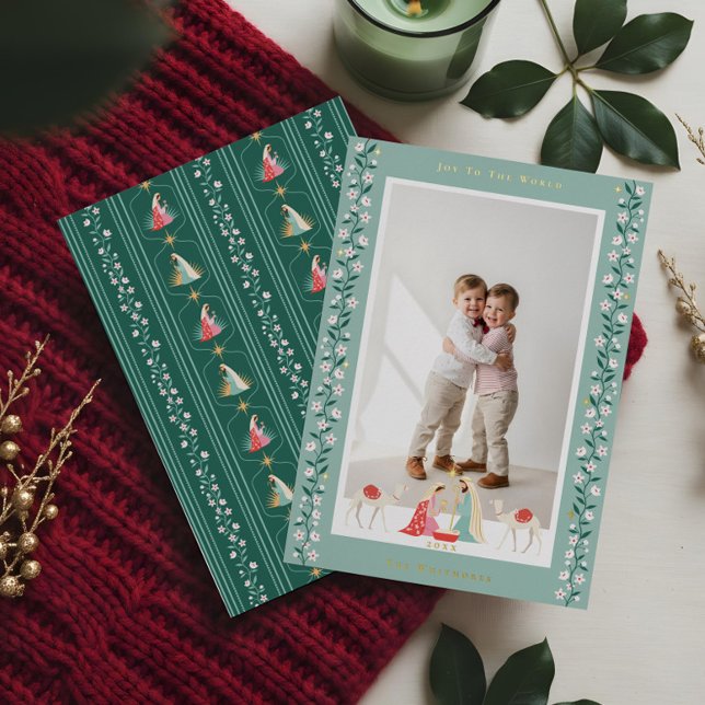 Christmas Religious Nativity Scene Family Photo Foil Holiday Card (Christmas Religious Nativity Scene Family Photo Foil Holiday Card)