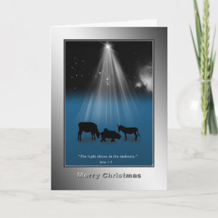 Christmas, Religious, Nativity, Stars, Card