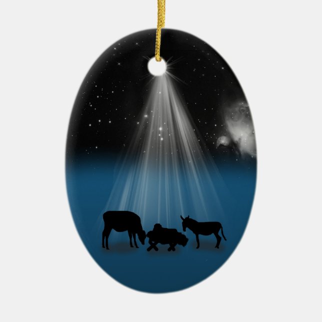 Christmas, Religious, Nativity, Stars, Ornament (Front)