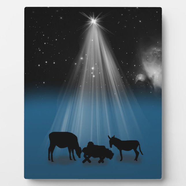 Christmas, Religious, Nativity, Stars, Plaque (Front)