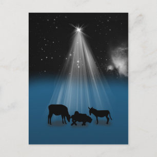 Christmas, Religious, Nativity, Stars, Postcard