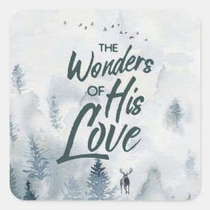 Christmas Religious Wonders of His Love Blessings Square Sticker