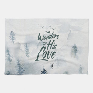 Christmas Religious Wonders of His Love Blessings Tea Towel