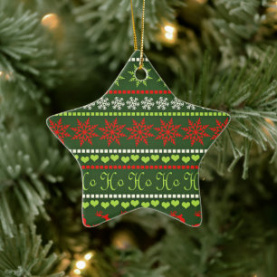 Christmas Repeating Pattern Ceramic Ornament