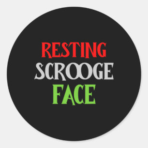 Christmas Resting Scrooge Face Funny Men Women Fam Classic Round Sticker