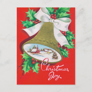 Christmas retro bell Holiday postcard