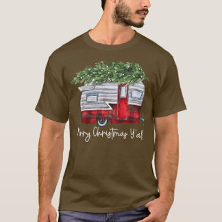 Christmas Retro Camping Caravan Xmas Tree Vehicles T-Shirt