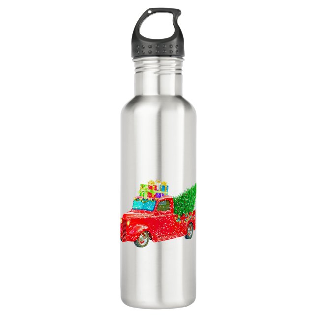 Christmas Retro Car Holiday 710 Ml Water Bottle (Front)