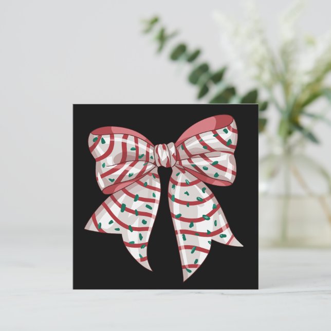 Christmas Retro Coquette Bow Xmas Candy Tree  Holiday Card (Standing Front)
