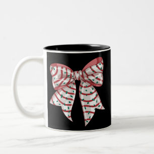 Christmas Retro Coquette Bow Xmas Candy Tree Two-Tone Coffee Mug