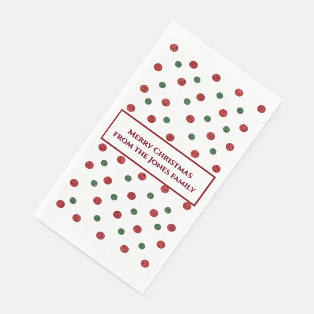 Christmas Retro Dots Pattern Green Red Napkin (Corner)