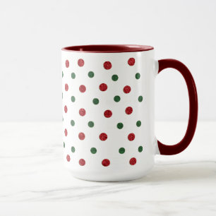Christmas Retro Dots Pattern Red Green Mug