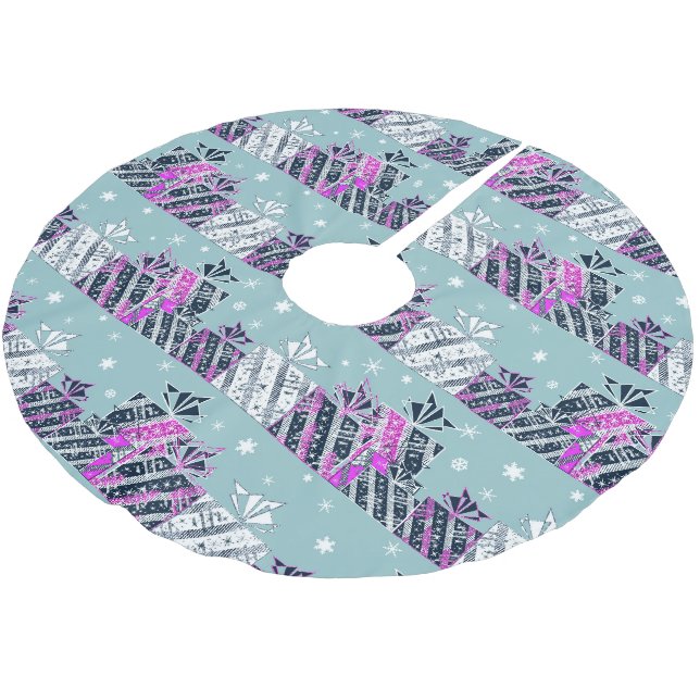 Christmas retro gift colourful brushed polyester tree skirt (Angled)