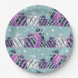 Christmas retro gift colourful paper plate
