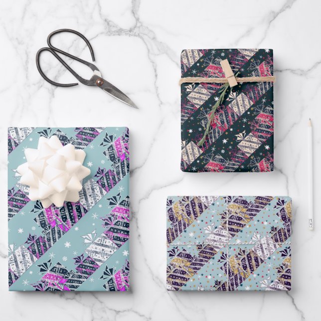 Christmas retro gift colourful wrapping paper sheet (Front)