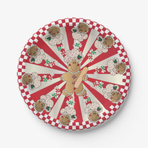 Christmas Retro Gingerbread Bakers Paper Plate