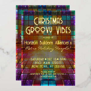 Christmas Retro Groovy Vibes Party Invitation