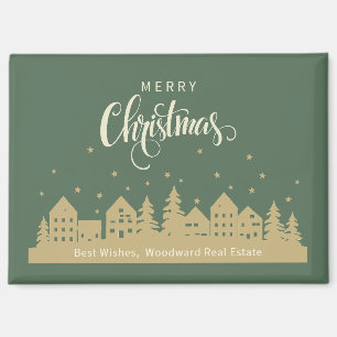 Christmas Retro Houses   Real Estate Personalised  Magnet