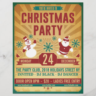 Christmas Retro Party Flyer Custom Letterhead